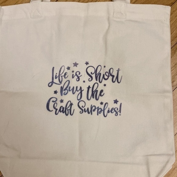 Hand crafted canvas shopping tote for crafters - Picture 2 of 2
